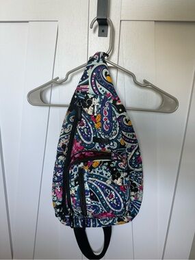 Vera Bradley Disney Navy Paisley Sling Bag with Pink, Yellow & Teal Accents